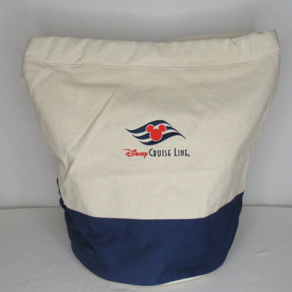 Disney Cruise Line Canvas Round Backpack Duffle Tote Adjustable Drawstring - Picture 1 of 5